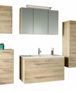 5-teiliges Badmöbel-Set HOMELINE 100 - Eiche Hell