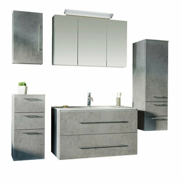 5-teiliges Badmöbel-Set HOMELINE 100 - Beton-Optik 3 5-teiliges Badmöbel-Set HOMELINE 100 - Beton-Optik