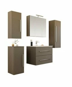 5-teiliges Badmöbel-Set HOMELINE S 70 - Anthrazit - Anthrazit Seidenglanz