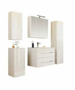 5-teiliges Badmöbel-Set HOMELINE M 70 - Weiß - Weiß Hochglanz