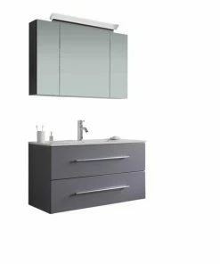 2-teiliges Badmöbel-Set HOMELINE 90 - Anthrazit - Seidenglanz