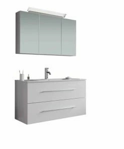 2-teiliges Badmöbel-Set HOMELINE 100 - Weiß - Hochglanz