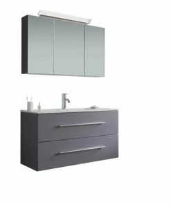 2-teiliges Badmöbel-Set HOMELINE 100 - Anthrazit - Seidenglanz
