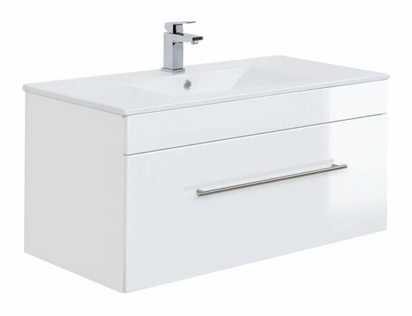 Waschtisch VIVA - Weiß Hochglanz - Weiß - Mit Waschbecken - 100 Cm 3 Waschtisch VIVA - Weiß Hochglanz - Weiß - Mit Waschbecken - 100 Cm