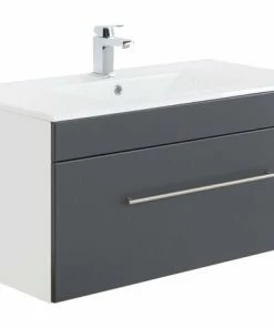 Waschtisch VIVA - Anthrazit-weiß - Mit Waschbecken - 100 Cm