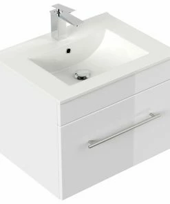 Waschtisch VIVA - Weiß Hochglanz-weiß - Mit Waschbecken - 61,5 Cm
