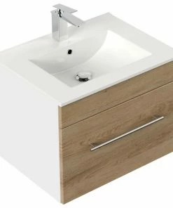 Waschtisch VIVA - Eiche Hell-weiß - Mit Waschbecken - 61,5 Cm