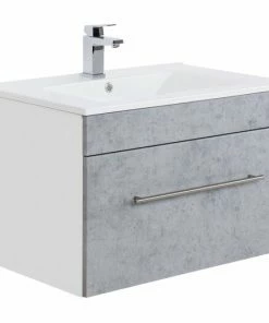 Waschtisch VIVA - Beton - Weiß - Mit Waschbecken - 75 Cm